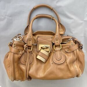 Chloe Chloé Paddington Leather Bag Medium In Tan Brown Leather Gold Hardware